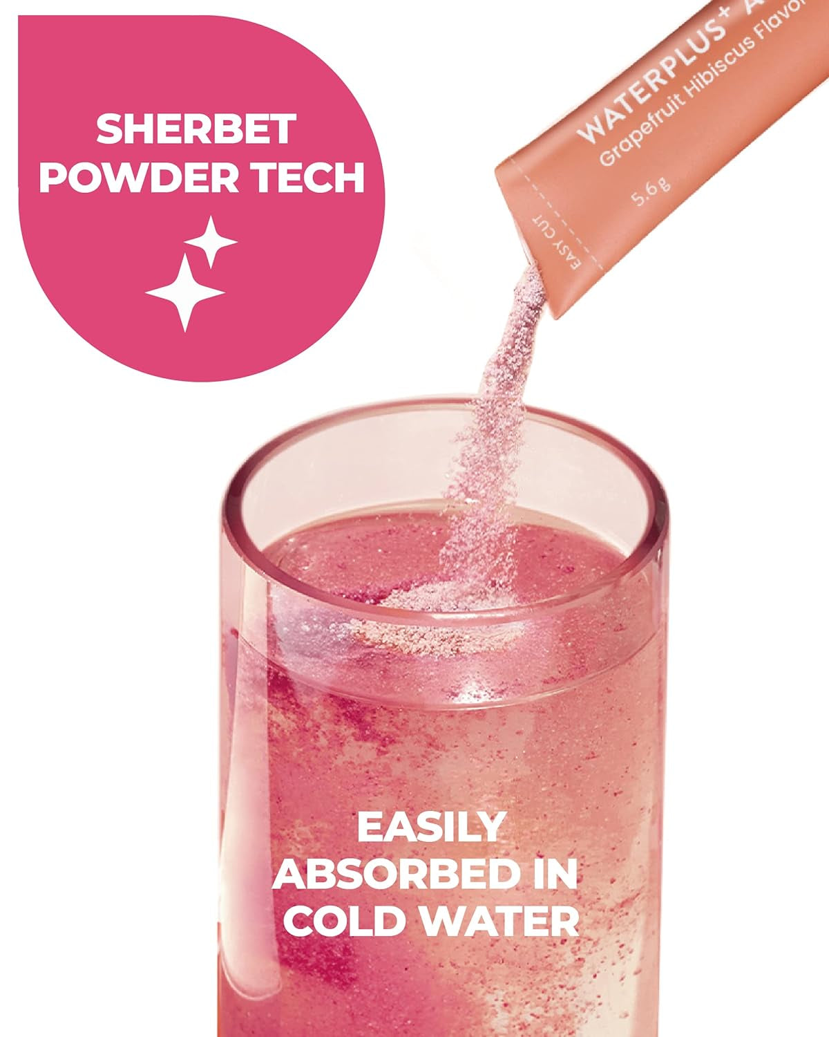 VITALBEAUTIE Waterplus+ Active (Grapefruit & Hibiscus, 10 Sticks) - Vegan Electrolyte Drink Mix for Vitality by AMOREPACIFIC. Amino Acid (BCAA, L-Arginine & L-Carnitine).