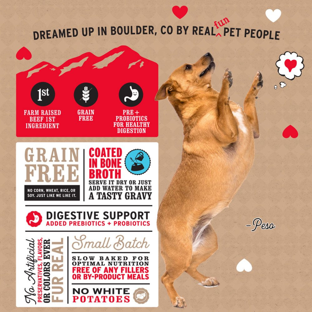 "I and Love and You" Baked and Saucy Dry Dog Food with Gravy Coating, Beef and Sweet Potato Recipe, Grain Free, Coated in Bone Broth, Prebiotics and Probiotics, Real Meat, No Fillers, 10.5 Lb Bag