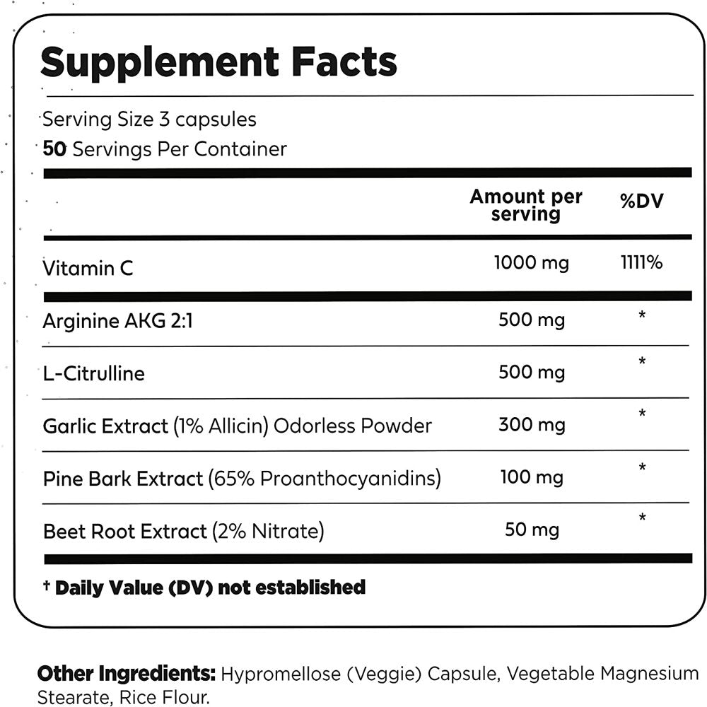 Type Zero Nitric Oxide 6X Booster, 150 Veggie Capsules - Natural Supplement - Beetroot, Arginine AKG, Citrulline, Pine Bark, Garlic & VIT C | #1 Nitric Oxide Pills for Men, Nitrous Oxide Blood Flow