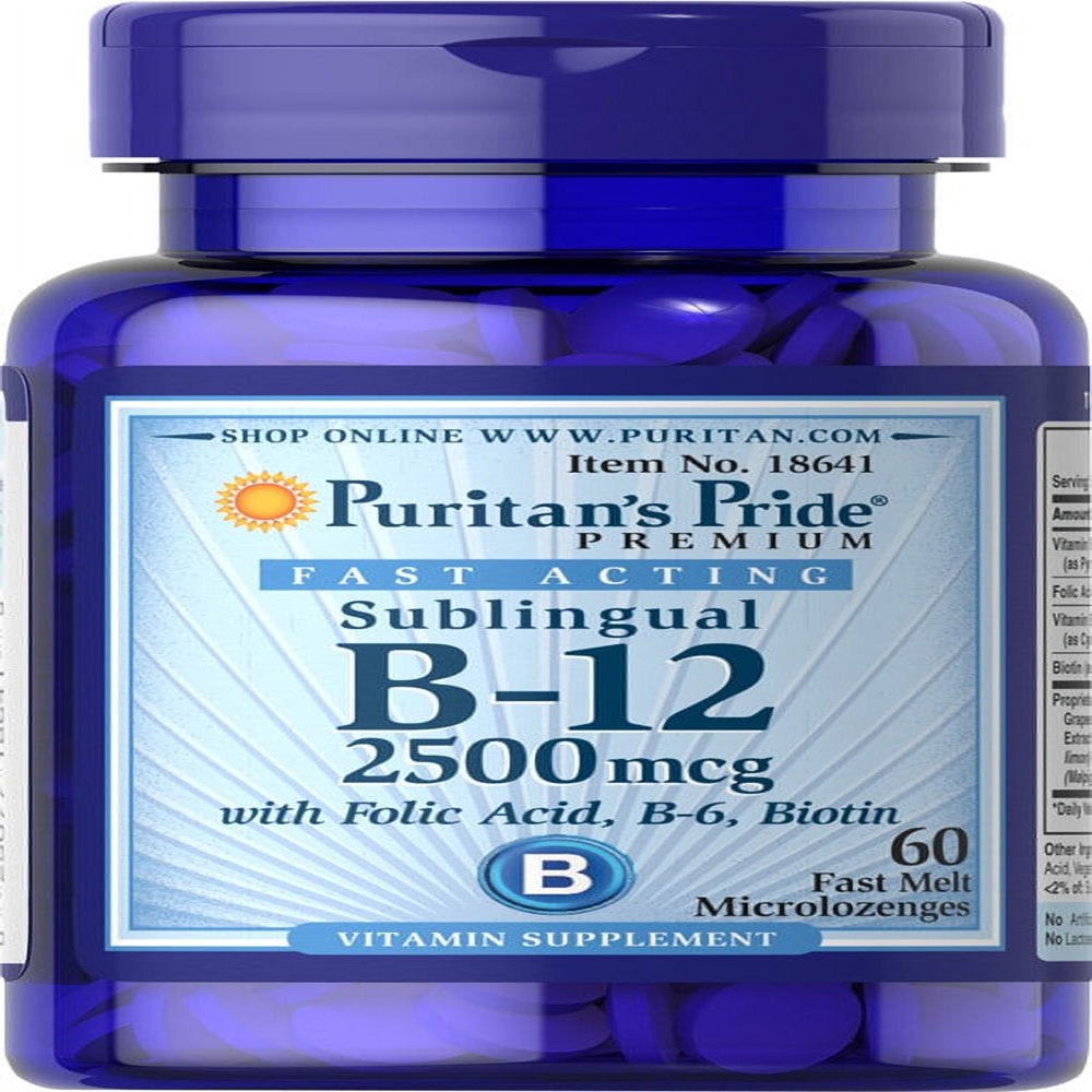 Puritan'S Pride Vitamin B-12 2500 Mcg Sublingual with Folic Acid, Vitamin B-6 and Biotin