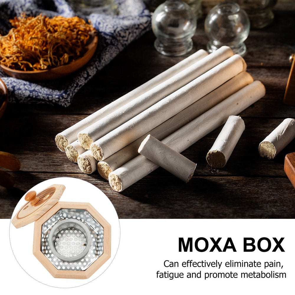 Moxa Box Moxibustion Burner Wood Naval Bamboo Portable Acupuncture Massager Stick Cone Roller Heating Herb Cupping