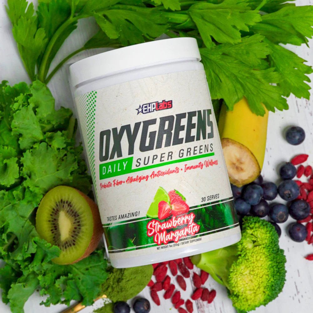 Ehplabs Oxygreens Super Greens Powder - Spirulina & Chlorella Superfood, Green Juice Powder & Greens Supplements with Prebiotic Fibre, Antioxidants & Immunity Support, 30 Serves (Pineapple)