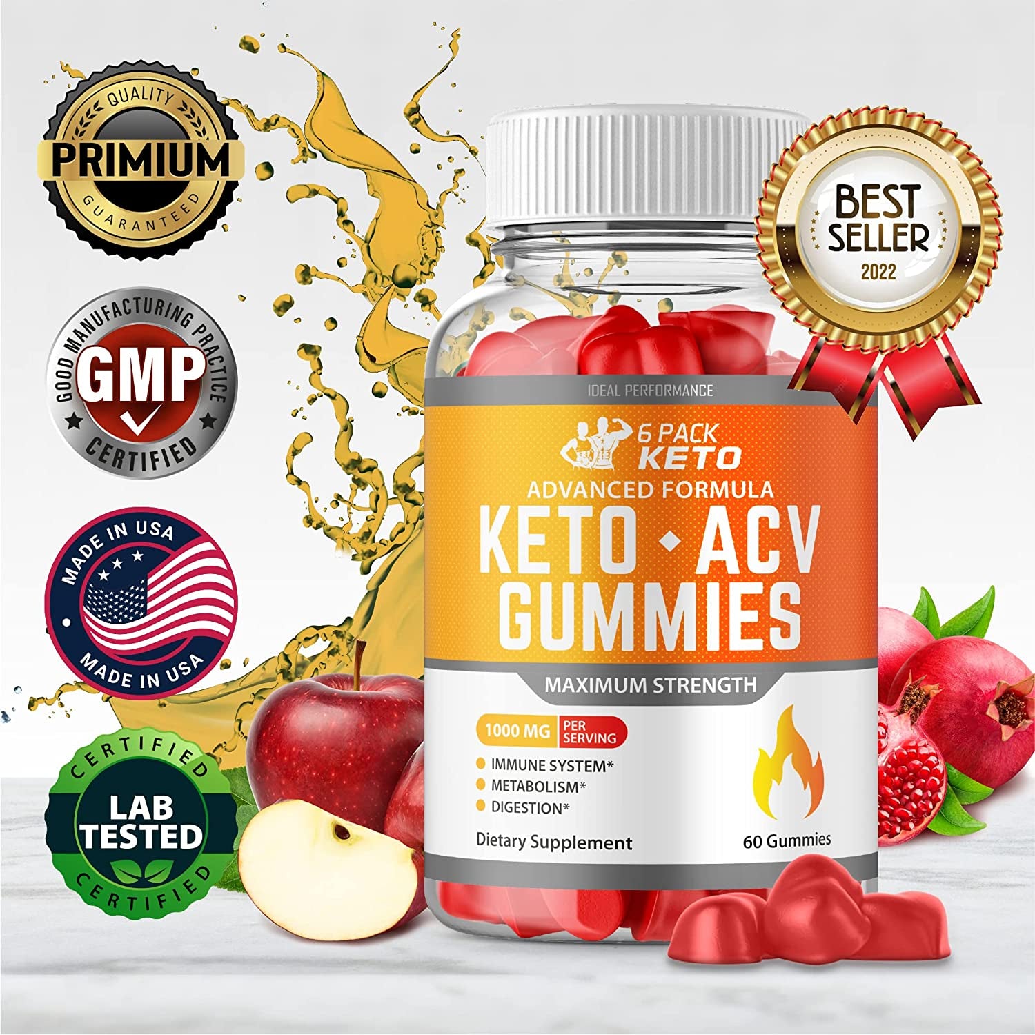 (2 Pack) 6 Pack Keto Gummies plus 6 Pack Keto Gummies Advanced Formula Start Gumm ACV Gummies (120 Gummies)