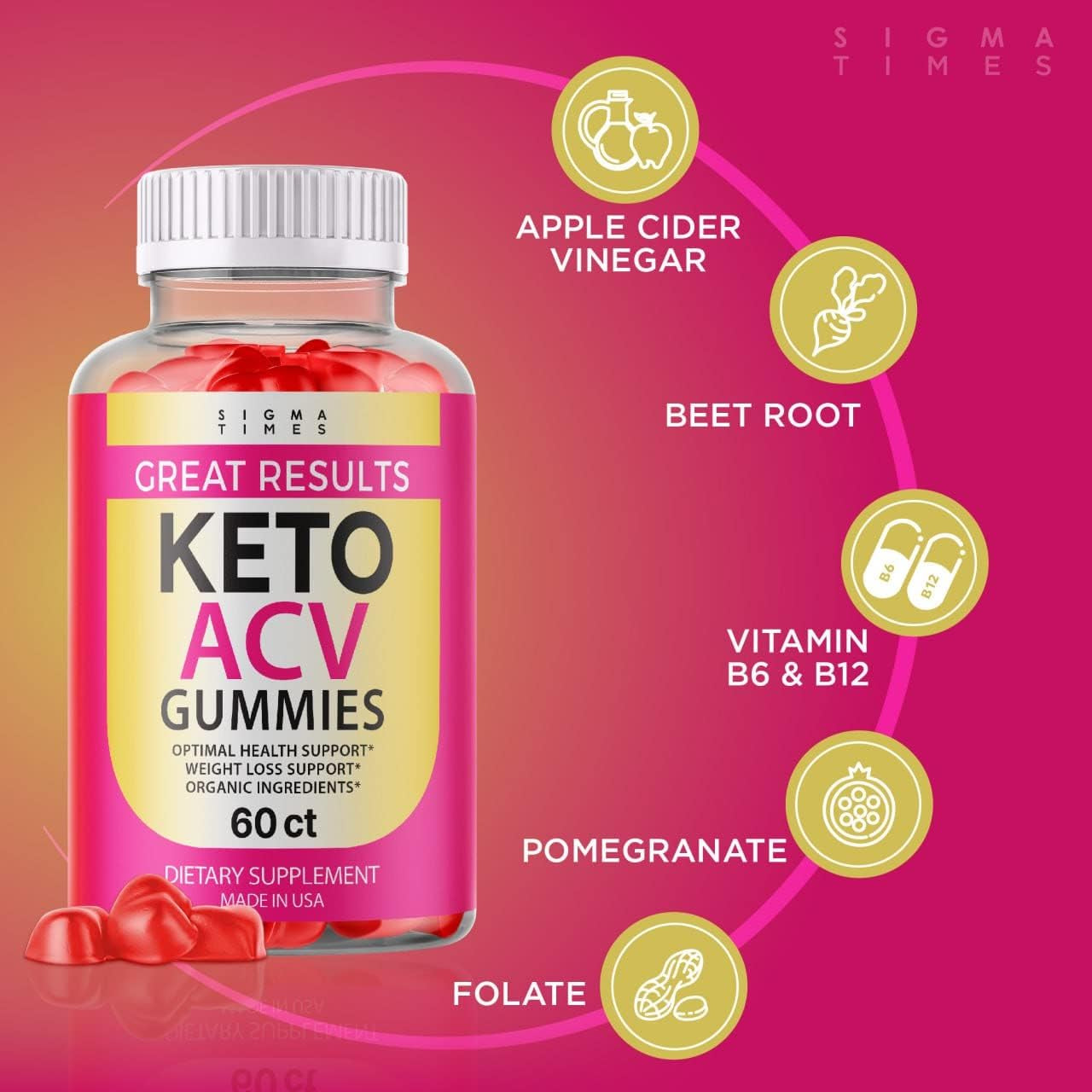 (3 Pack) Great Results Keto ACV Gummies Great Results Apple Cider Vinegar Advanced Weight Loss Keto ACV Gummies (180 Gummies)