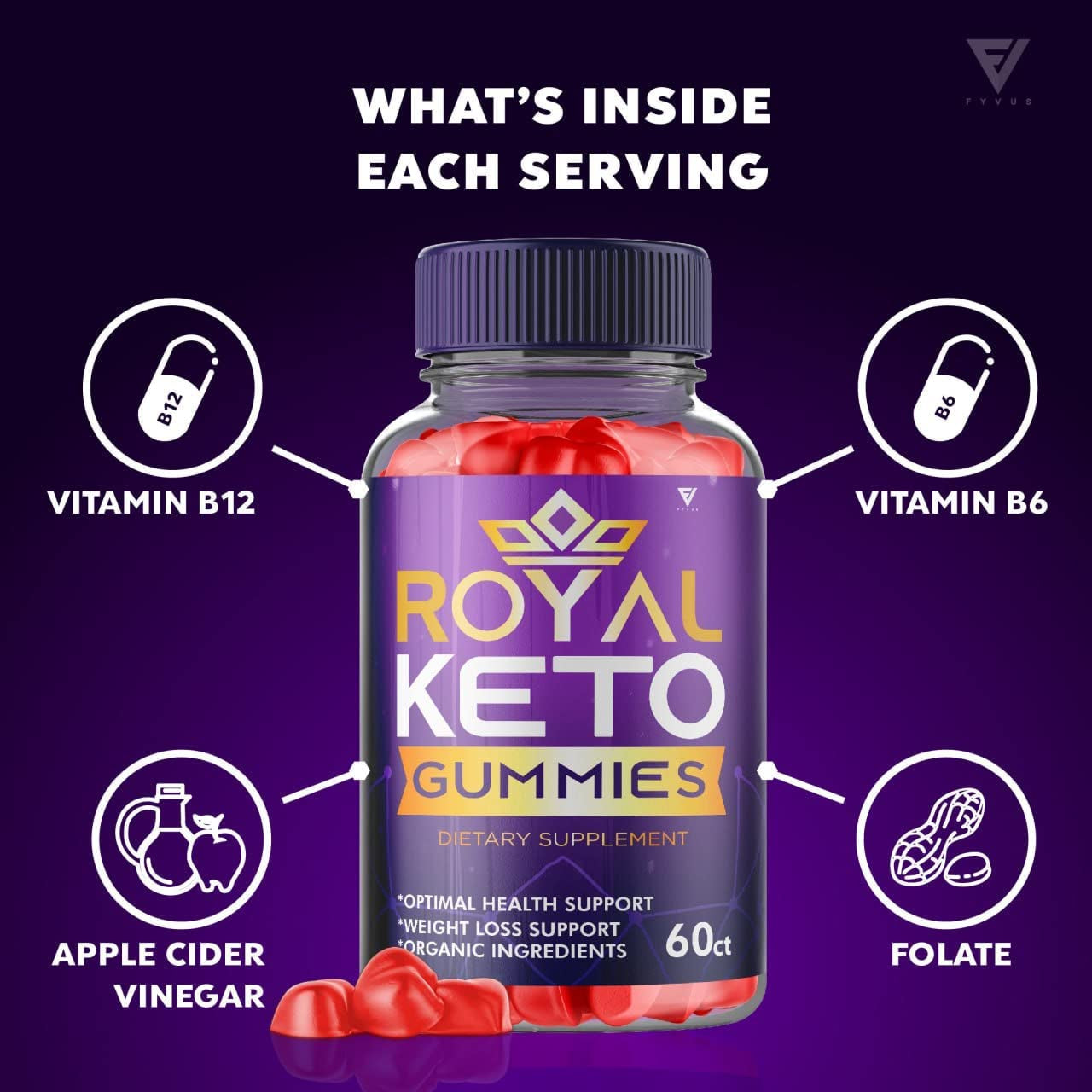 (2 Pack) Royal Keto Gummies Weight Loss ACV - Royal Keto ACV Belly Diet Royalketo Keto+Acv AVC Acc Apple Cider Vinegar Supplement Women Men Beetroot Folate (120 Gummies)