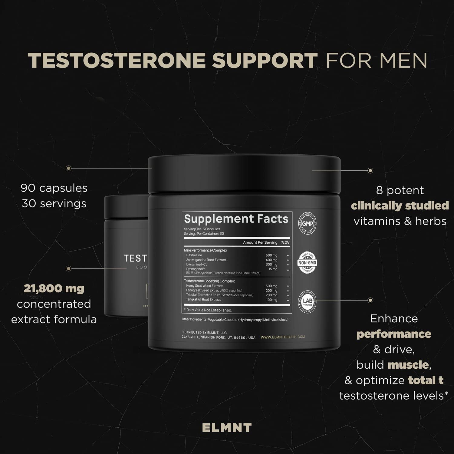 21,800Mg Testosterone Booster for Men 8X Strength W. Ashwagandha, Tongkat Ali, Pycnogenol, Tribulus - Total T Male Enhancing Test Booster + Muscle Builder Workout Testosterone Supplement for Men