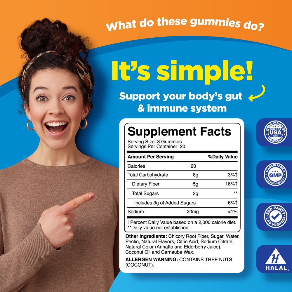 Phytoral Fiber Gummies for Adults - Tasty Prebiotic Fiber Supplement Gummies for Digestive Health and Immune Support - 60 Gummies