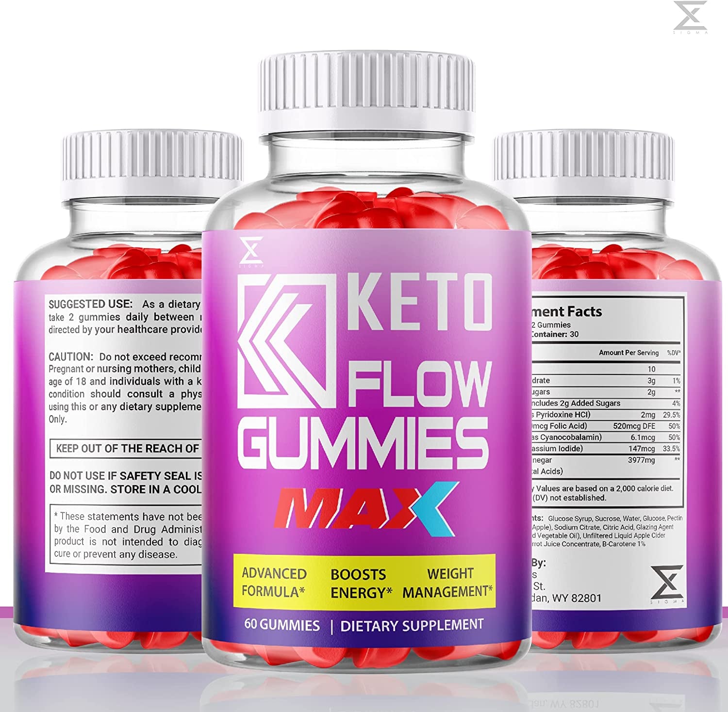 (2 Pack) Keto Flow ACV Gummies Max 3000Mg ACV Keto Gummies Keto Flow Gummy Bears Keto Flo (120 Gummies)