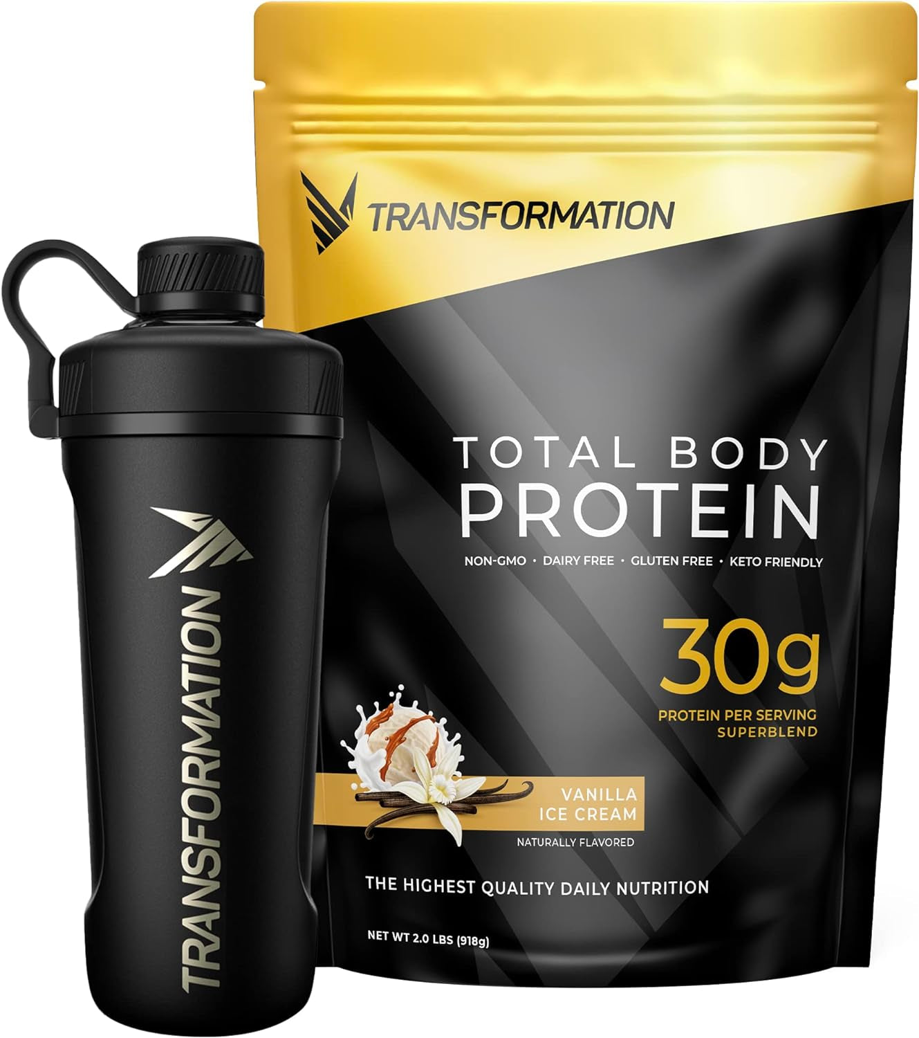 SPR BODY Transformation Vanilla Protein Powder & Performance Insulated Shaker Bottle | 30G Multi-Protein Superblend | Collagen Peptides, Egg White & Plant Blend | MCT Oil | BCAA Amino Acids