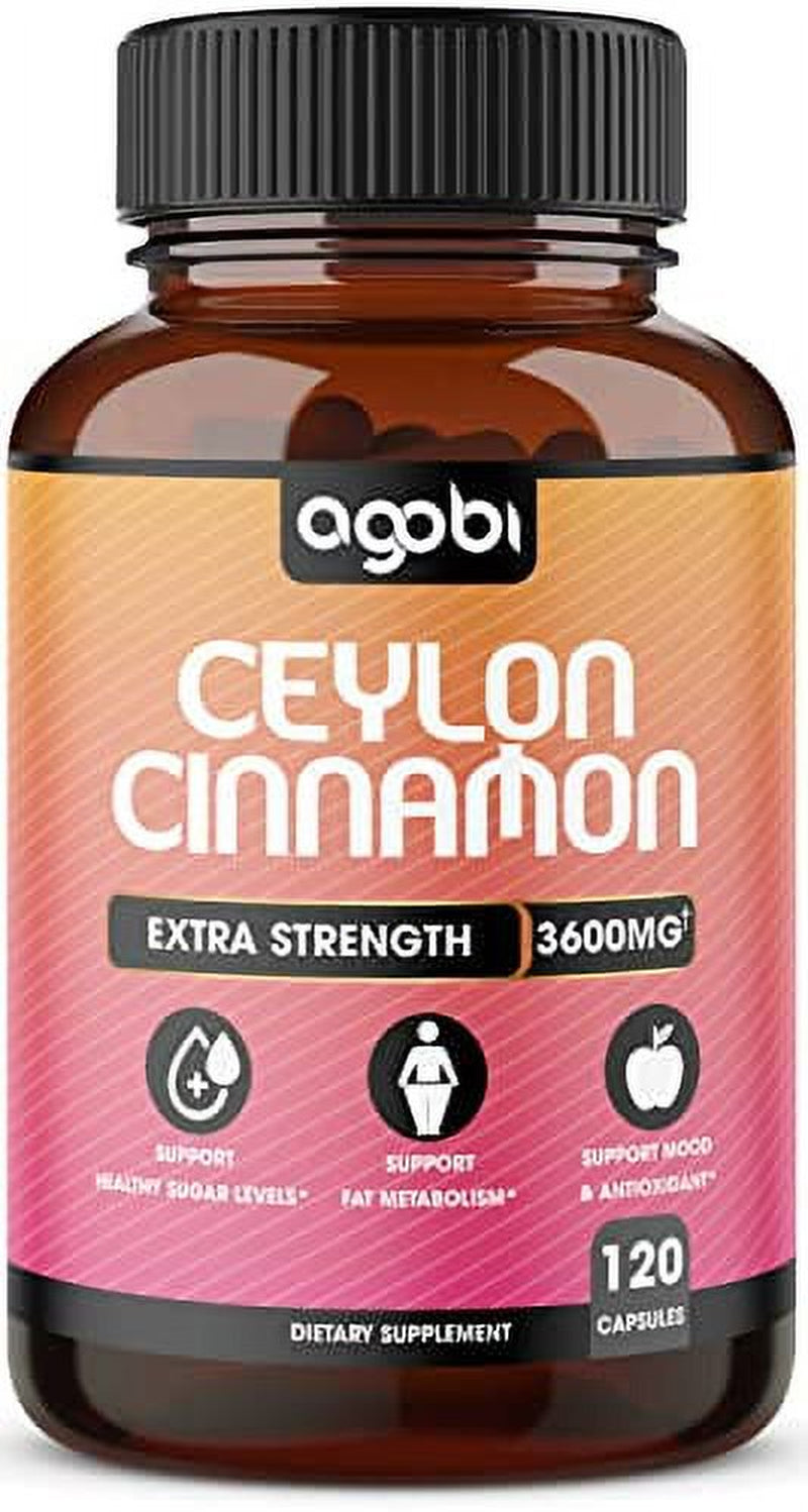 Ceylon Cinnamon Capsules - Combined with Ginger Root and Turmeric Curcumin - Equivalent to 3600 Mg Powder - Natural Mind and Body Balance Support Supplement - 120 Vegan Capsules