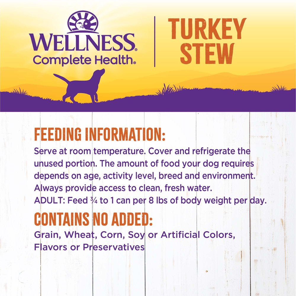 Wellness Thick & Chunky Natural Canned Dog Food, Turkey Stew, 12.5-Ounce Can (Pack of 12)