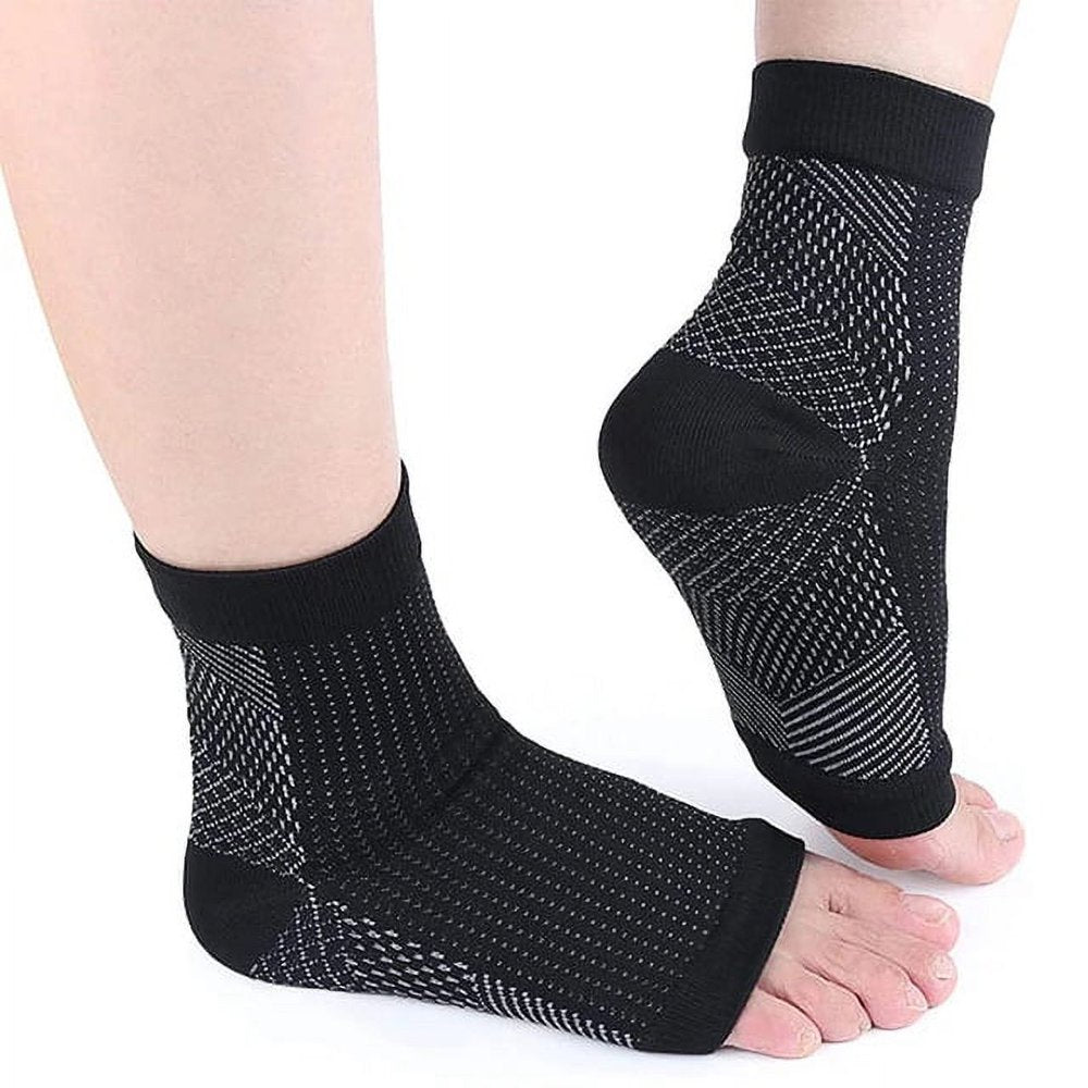 4Pair Women Men Soothe Compression Socks for Neuropathy Pain, Ankle Brace Plantar Fasciitis Swelling Relief,Black,L/Xl