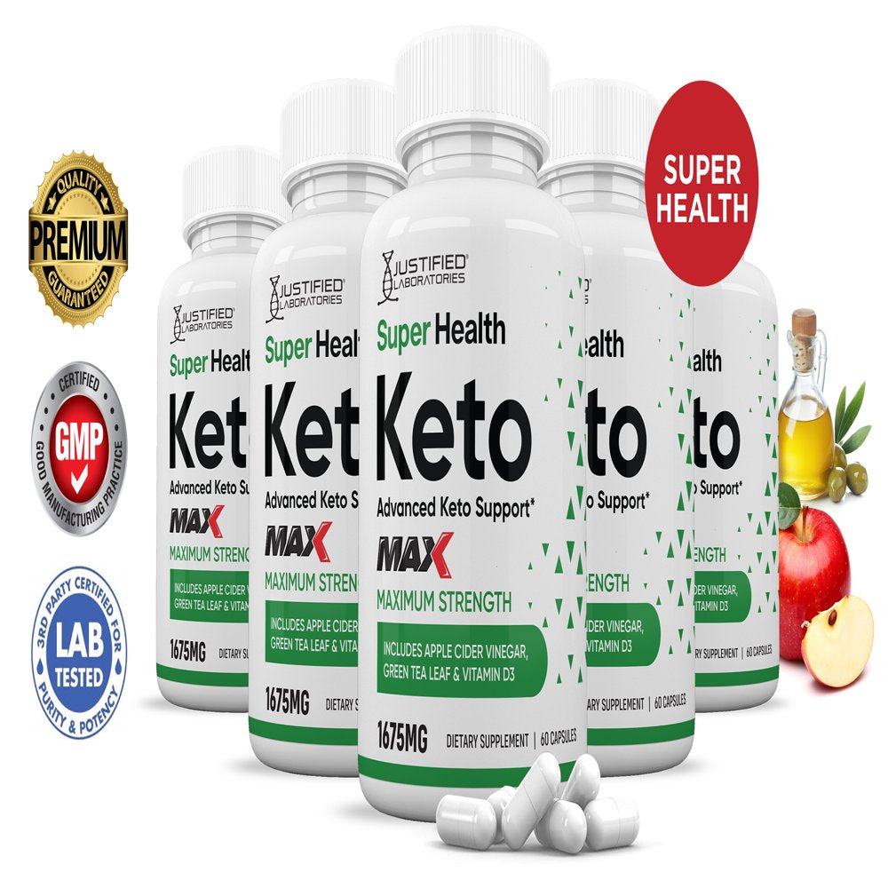 (5 Pack) Super Health Keto ACV MAX Pills 1675Mg Alternative to Gummies Dietary Supplement 300 Capsules