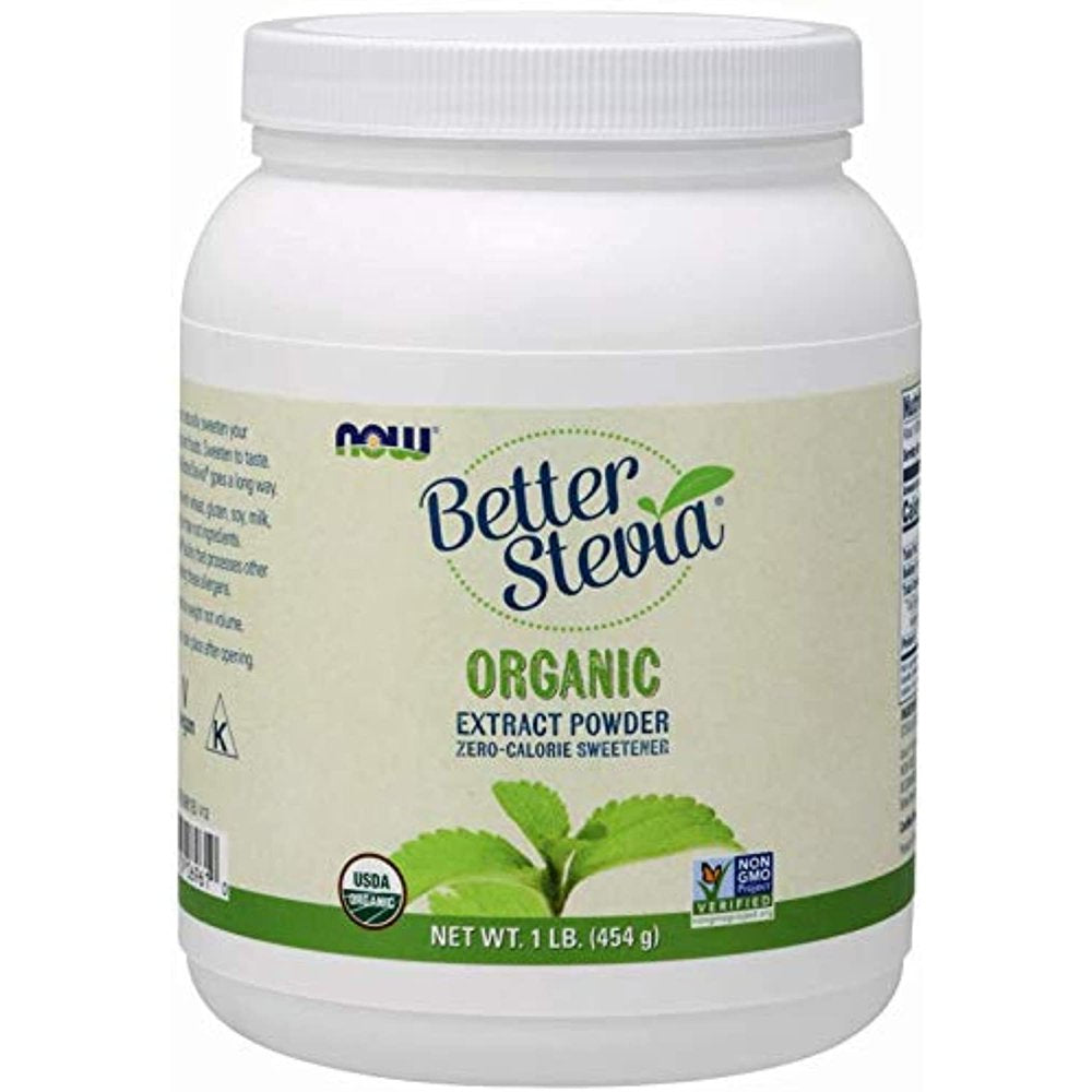 Now Foods, Certified Organic Better Stevia, Extract Powder, Zero-Calorie Sweetener, Certified Non-Gmo, 1-Pound