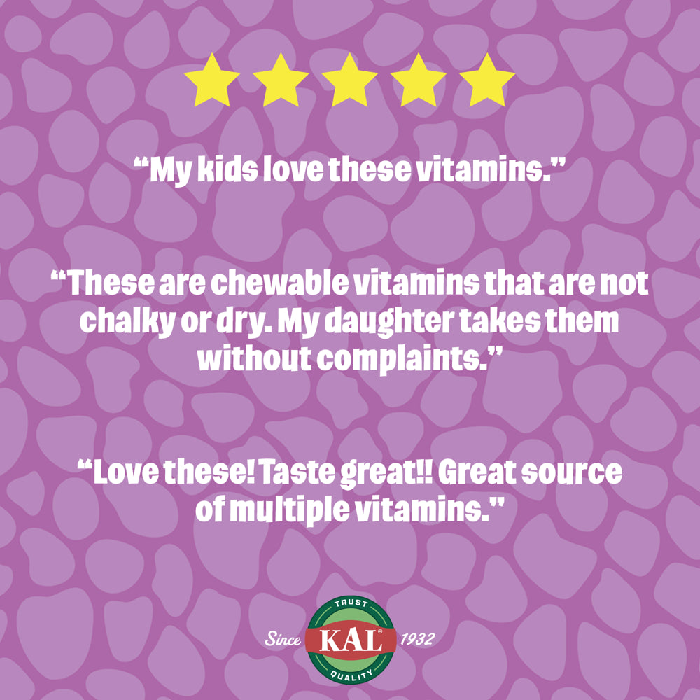 KAL Kids Multisaurus Vitamins & Minerals | Mixed Berry Flavor | Childrens Once Daily Multivitamin | 60 Chewables