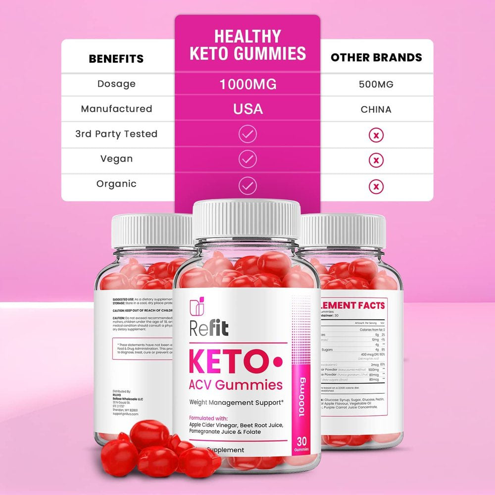 Refit Keto ACV Gummies Refit ACV Advanced Keto Formula plus Apple Cider Vinegar Keto Gummies Dietary Supplement B12 Beet Root Juice Men Women 60 Gummies