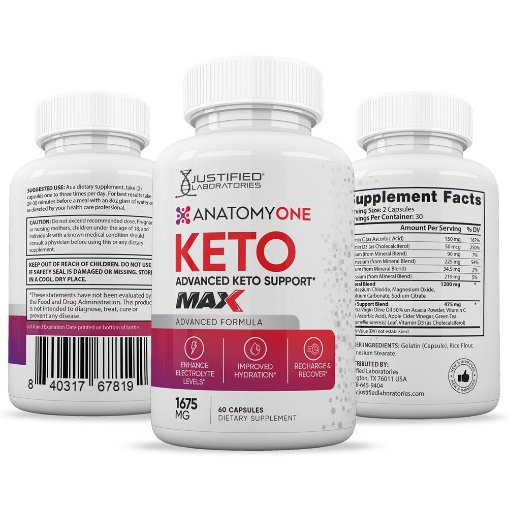 (3 Pack) Anatomy One Keto ACV MAX Pills 1675Mg Alternative to Gummies Dietary Supplement 180 Capsules