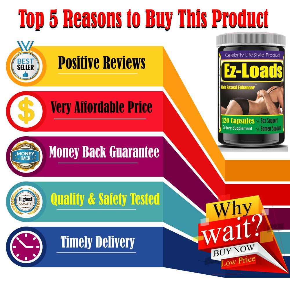 Ez Loads Testosterone Booster for Men, Male Enhancing Supplement 120 Count by Celebrity Lifestyle