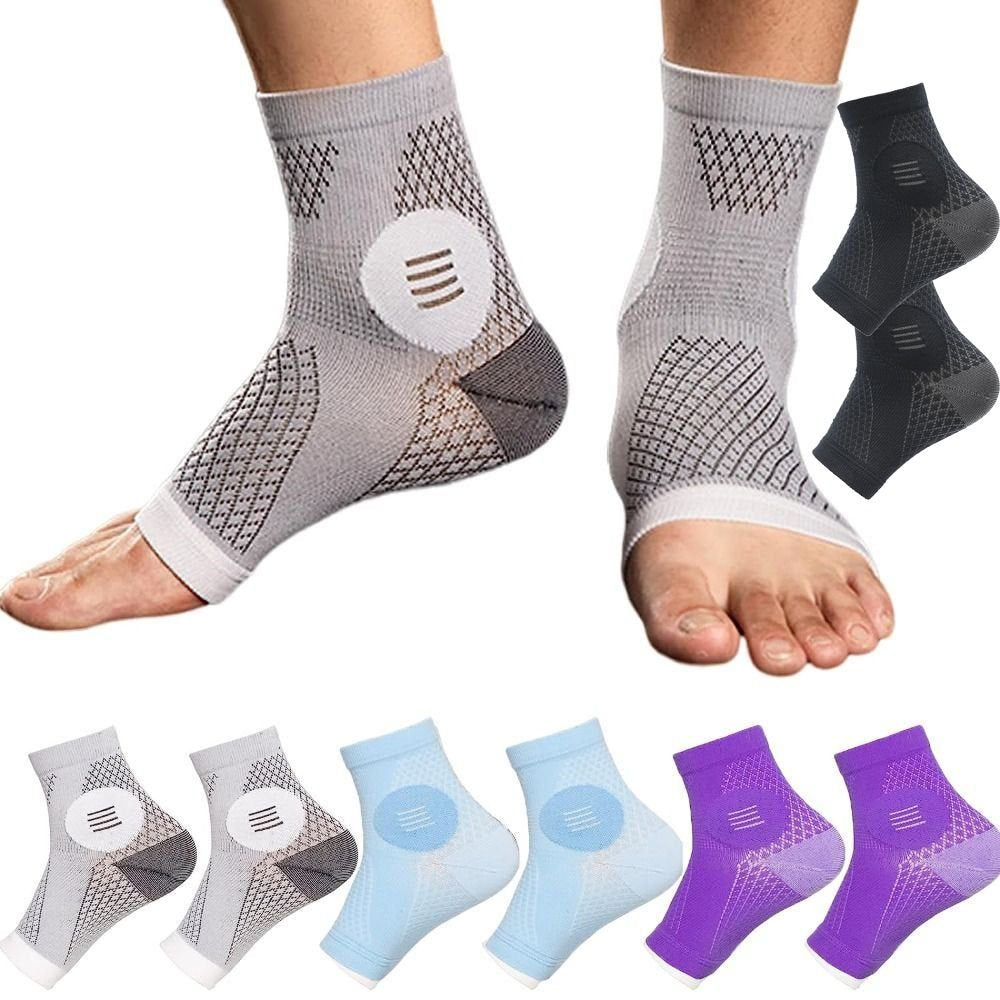 New Design Sports Upgraded Elasticity Blue Color Purple Color Breathable Sweat Absorption Comprex Ankle Sleeves Soothe Relief Compression Socks Nylon Neuropathy Socks BLACK L