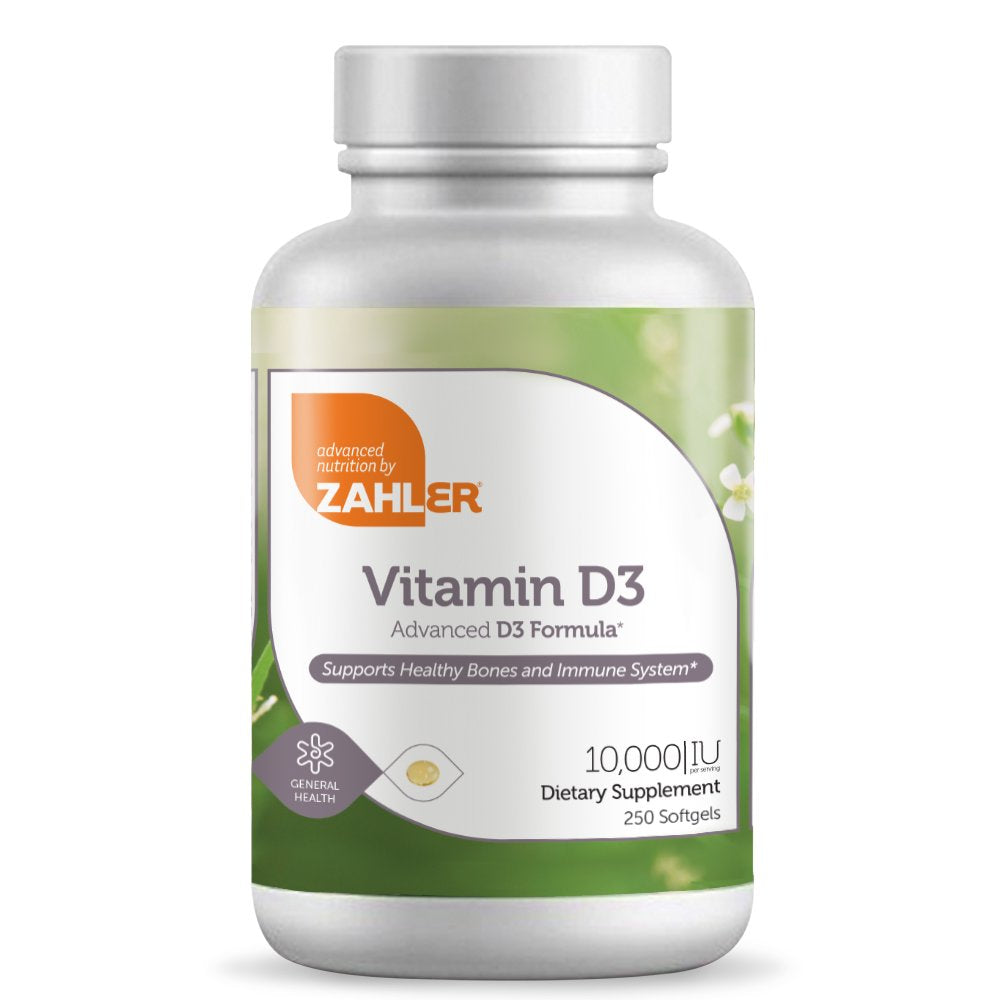 Zahler Vitamin D3, Advanced D3 Formula, 250 Mcg (10,000 IU), 250 Softgels