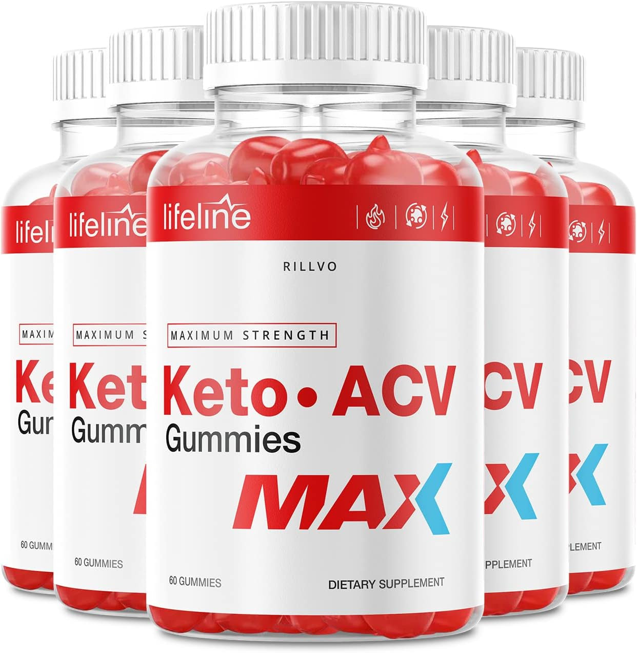 (5 Pack) Lifeline Keto Max Gummies - Advanced Formula Life Line Keto ACV Gummies (300 Gummies)