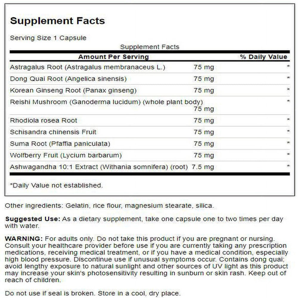 Swanson Adaptogenic Herbal Complex with Rhodiola, Ashwagandha & Ginseng 2 Pack