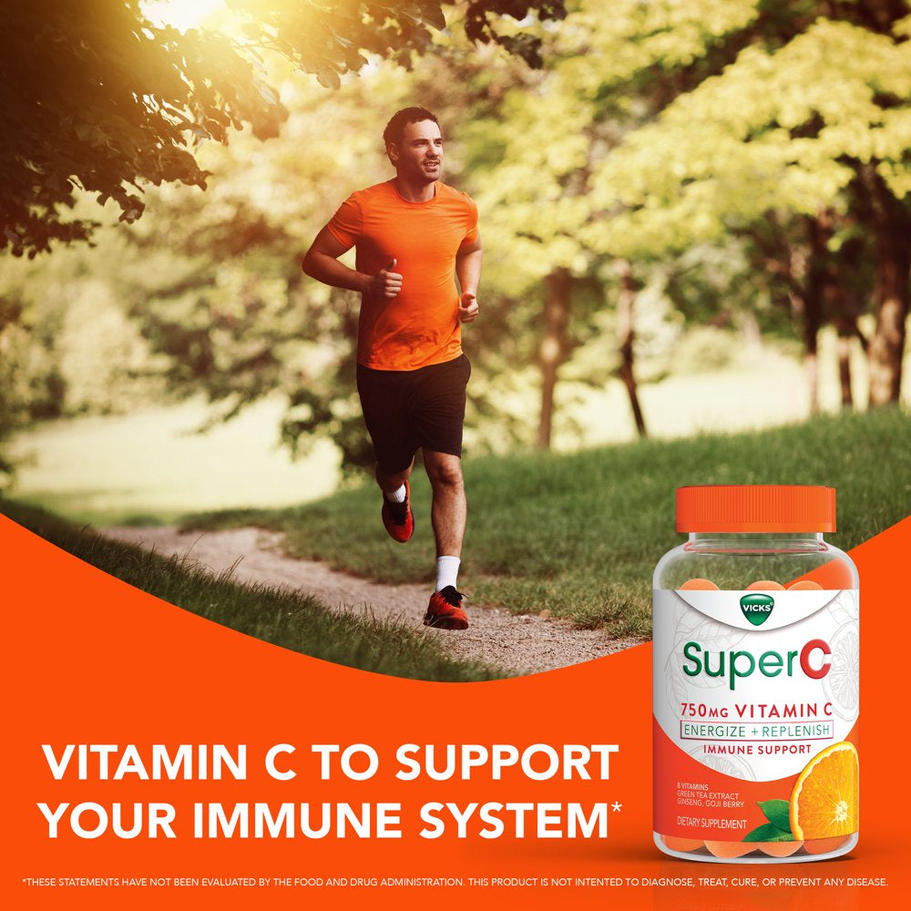 Vicks Super C Immune Support Gummies, 750Mg Vitamin C, Dietary Supplement, Citrus, 36 Ct