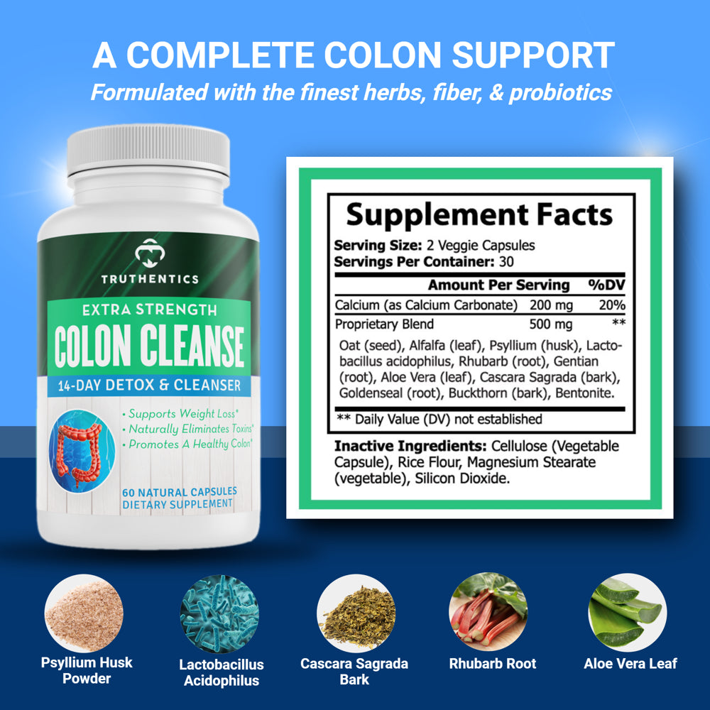 Truthentics Liver Detox plus Colon Cleanse Bundle - Liver, Digestive & Colon Health - Boost Metabolism & Weight Loss - 60 Capsules Each