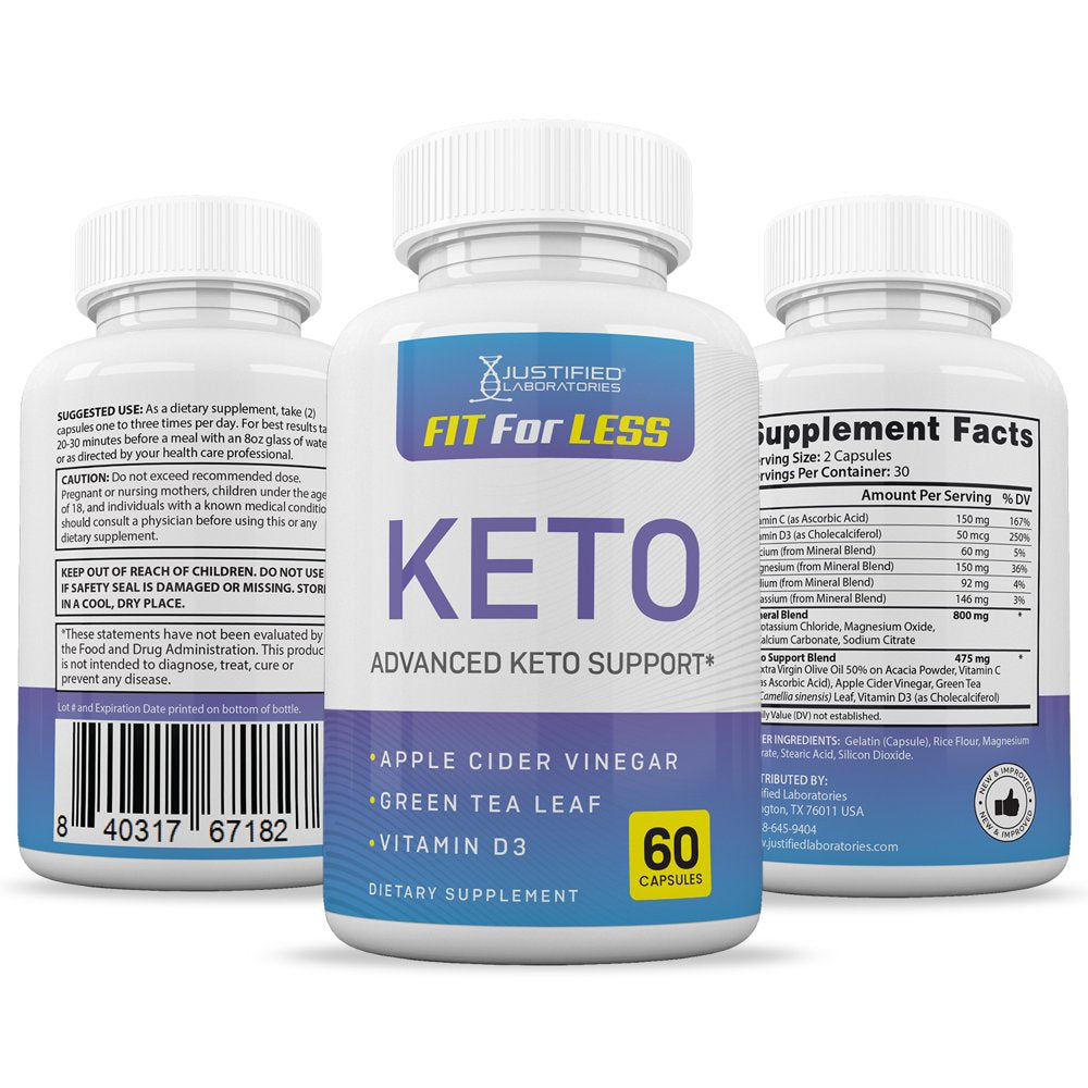 (3 Pack) Fit for Less Keto ACV Pills 1275Mg Alternative to Gummies Dietary Supplement 180 Capsules