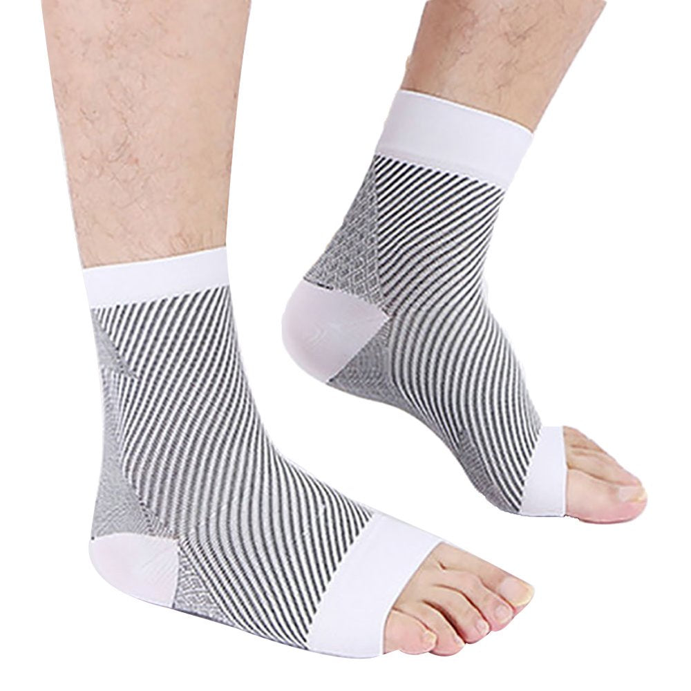 1 Pair Oblique Stripe Sports Compression Ankle Brace Elastic Socks Protector Ankle Compression Sleeve for Swelling, Plantar Fasciitis, Sprain, Neuropathy - for Women and Men