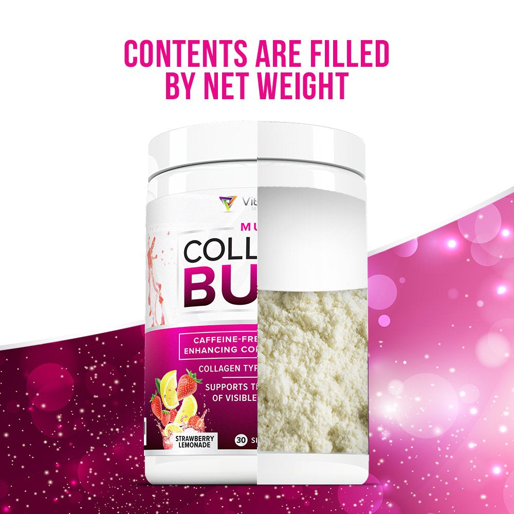 Collagen for Weight Loss Powder - Vitauthority Multi Collagen Burn with Hyaluronic Acid, Vitamin C, Proprietary Metabolism Support Blend & Cellulite Control Matrix - 30 Servings, Strawberry Lemonade