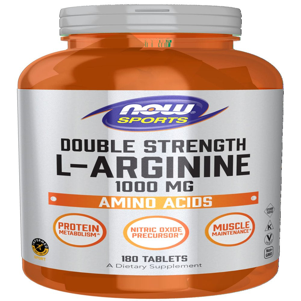 Now Sports Nutrition, L-Arginine Double Strength 1000Mg, Nitric Oxide Precursor, Amino Acids, 180 Tablets