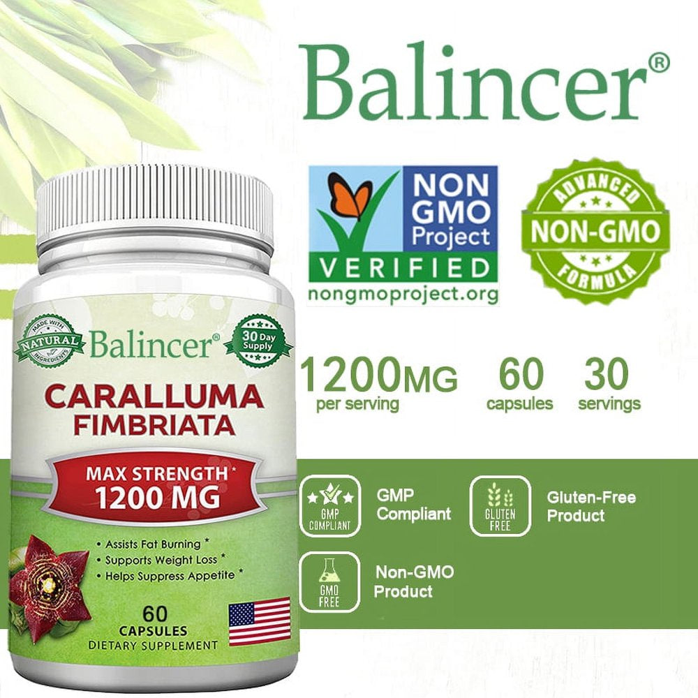 Balincer Caralluma Fimbriata 1200Mg, Natural Extract Weight Loss Diet Pill Supplement, Plant Root Appetite Suppressant and Pure Energy Booster, Maximum Strength Slim Fat Burner