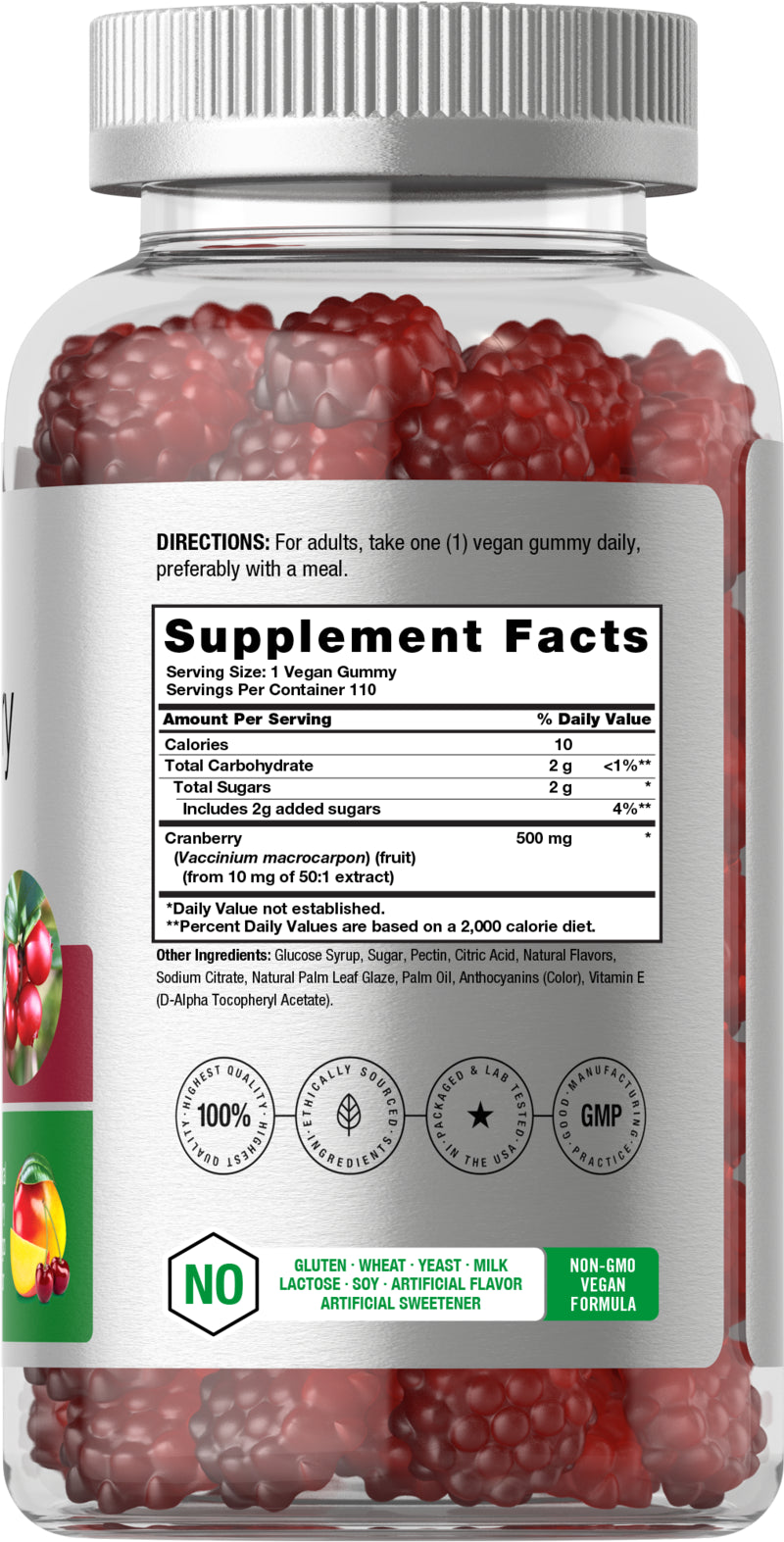 Cranberry Extract | 500Mg | 110 Gummies | Vegan Formula | by Horbaach