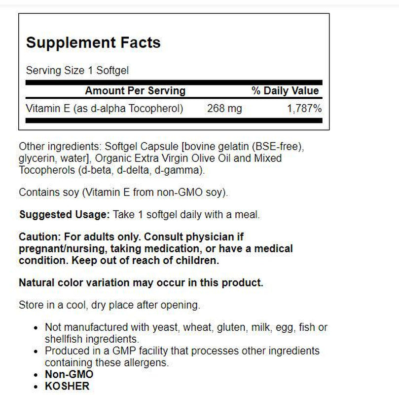 NOW Supplements, Vitamin E-400 IU Mixed Tocopherols, Antioxidant Protection*, 100 Softgels