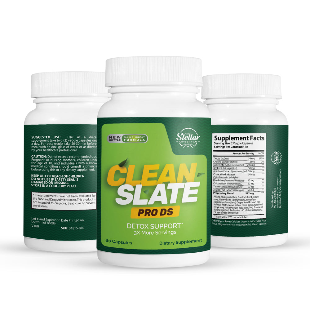 5 Pack Clean Slate Pro DS, Total Health Support, Detox Formula-60 Capsules X5