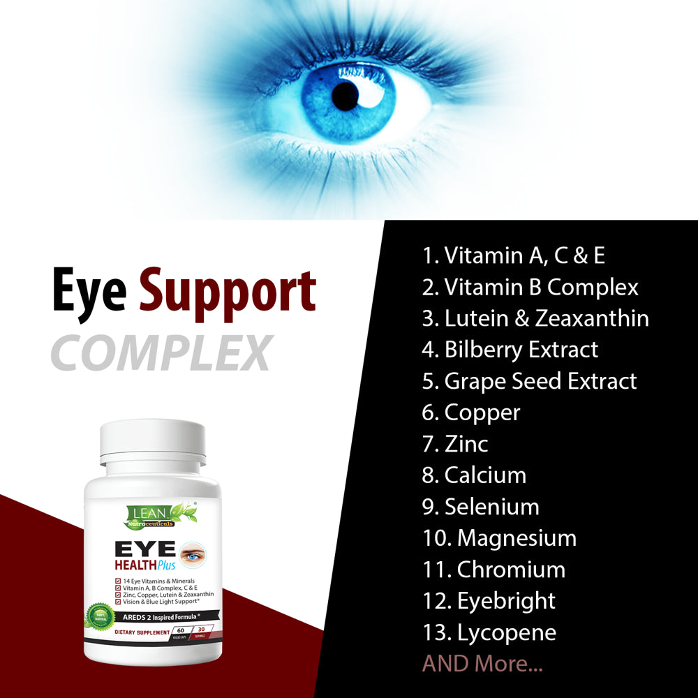 Areds 2 Eye Health plus W/ Copper, Vitamin a B C E, Lutein & Zeaxanthin, Quercetin, Zinc, Bilberry Extract, Biotin - Sight Care, Dryness, Strain, Night Vision, Macular Supplement for Adults 60 Capsule
