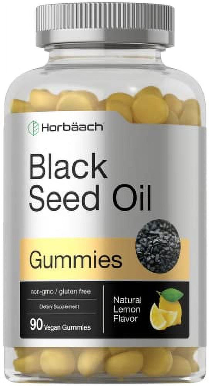 Blackseed Oil Gummies | 90 Count | Vegan, Non-Gmo, and Gluten Free Formula | Nigella Sativa | Natural Lemon Flavor | by Horbaach