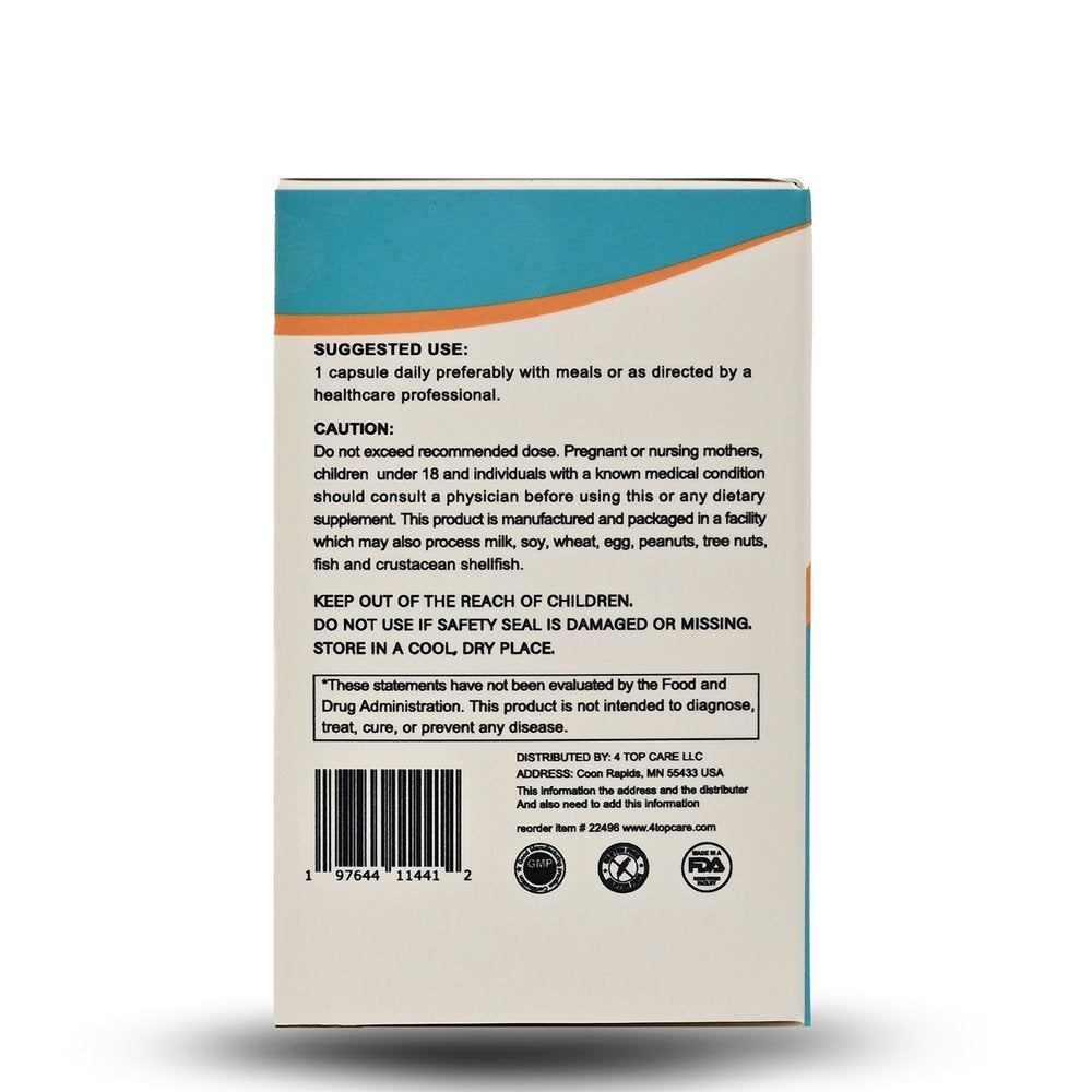 4 TOP CARE Probiotics 60 Billion CFU, 10 Strains, and Organic Prebiotics. Fostering Digestive and Gut Health, Easing Occasional Constipation, Diarrhea, Gas, and Bloating for Both Women and Men – 30Ct