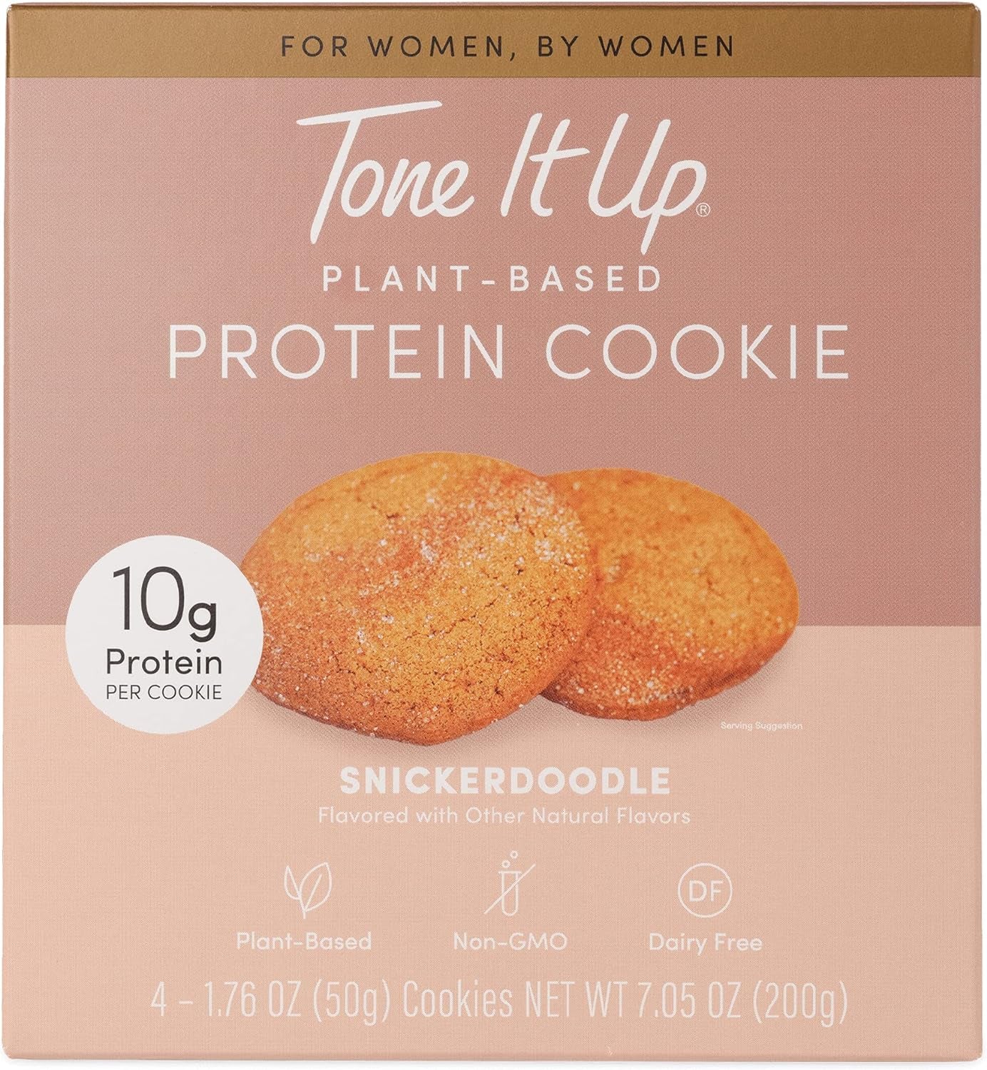 Tone It up Protein Cookies - Plant Based Pea Protein, Non-Gmo, Gluten-Free, Dairy Free Nutrition I 10G of Protein (4 Count) – Snickerdoodle