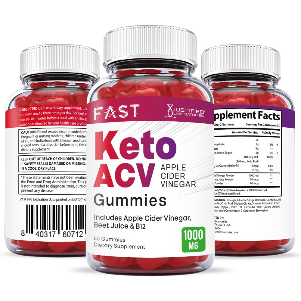 (2 Pack) Fast Keto ACV Gummies 1000MG Dietary Supplement 120 Gummys