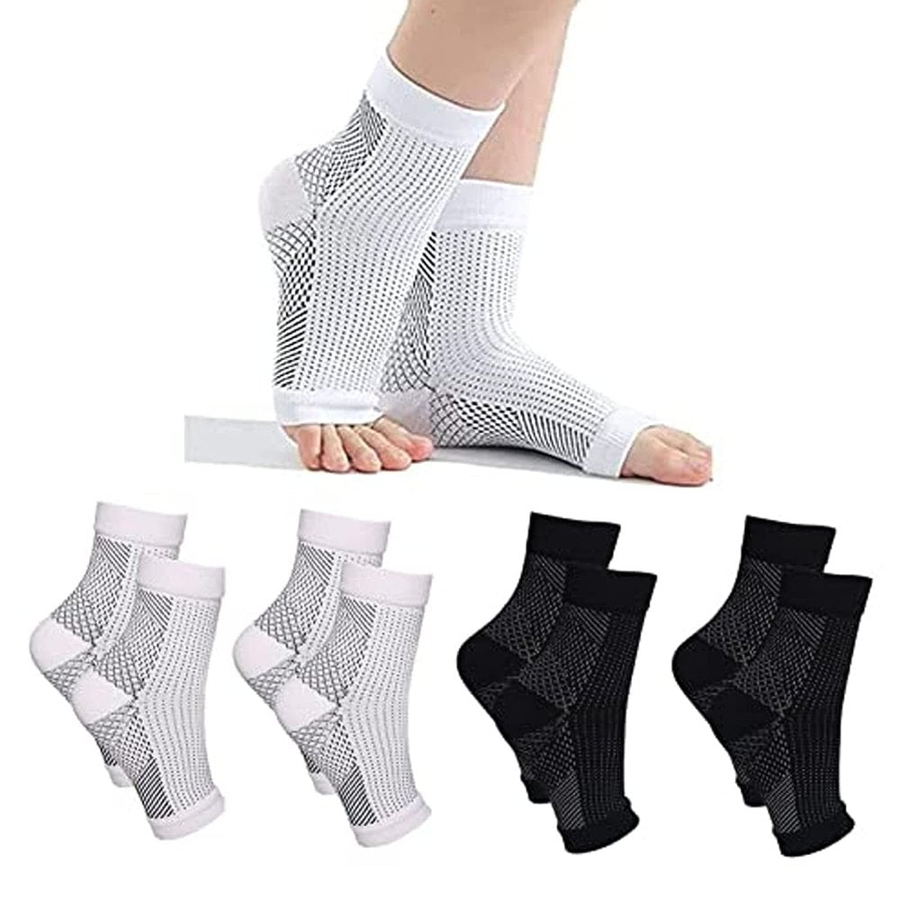 4 Pairs Neuropathy Socks for Women and Men - Soothe Relief Socks for Plantar Fasciitis - Ankle Compression Socks