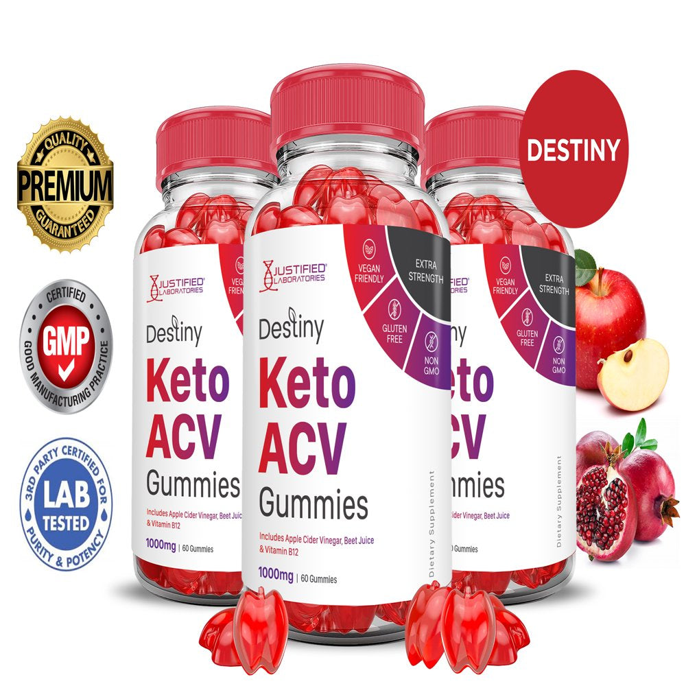 (3 Pack) Destiny Keto ACV Gummies 1000MG Dietary Supplement 180 Gummys