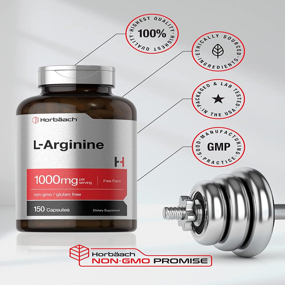 L Arginine 1000Mg | 150 Capsules | Free Form | by Horbaach