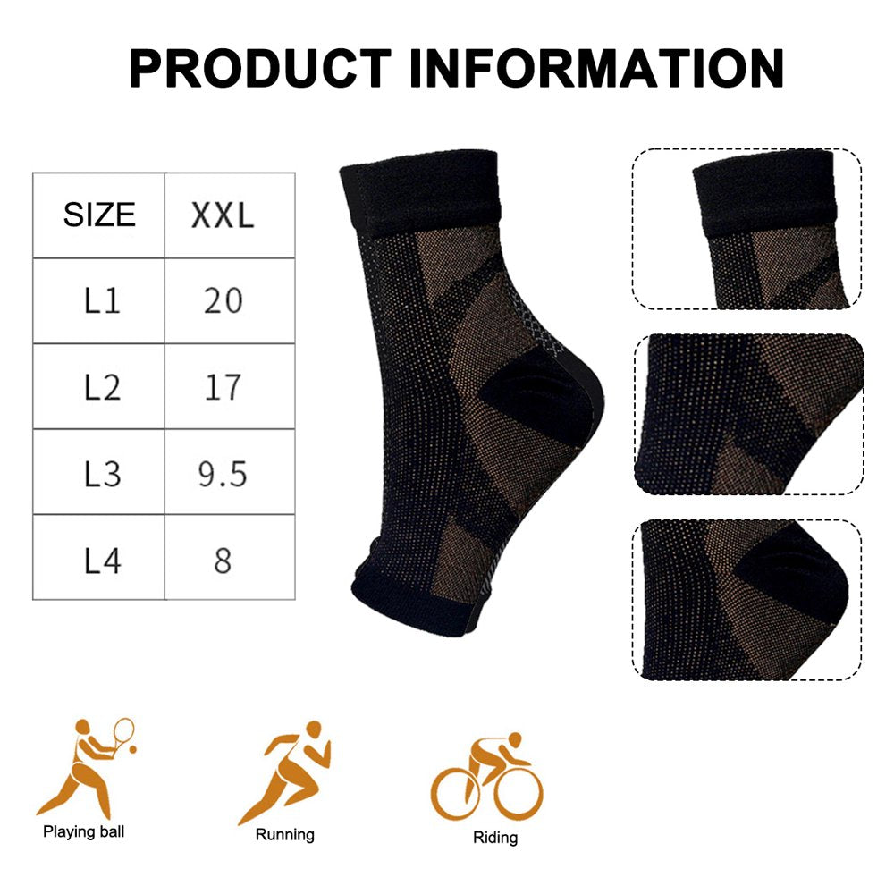 Neuropathy Socks for Women and Men, 4Pairs Soothe Relief Compression Socks, Fitness Compression Socks Elastic Cycling Socks Ankle Brace for Plantar Fasciitis Sleeve Soothe