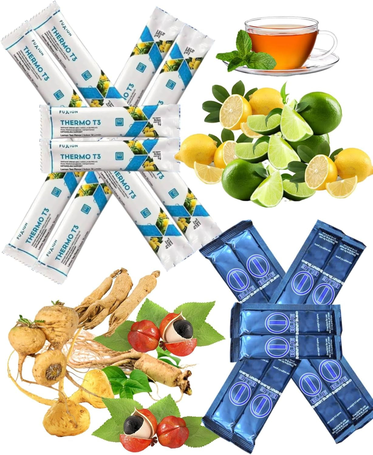 Thermo T3 by Fuxion (10 Sticks) & Blue Energy Blend by Bhip (10 Sachets),Increase Stamina & Performance as Perfect Addition to Fitness Routine for Slim