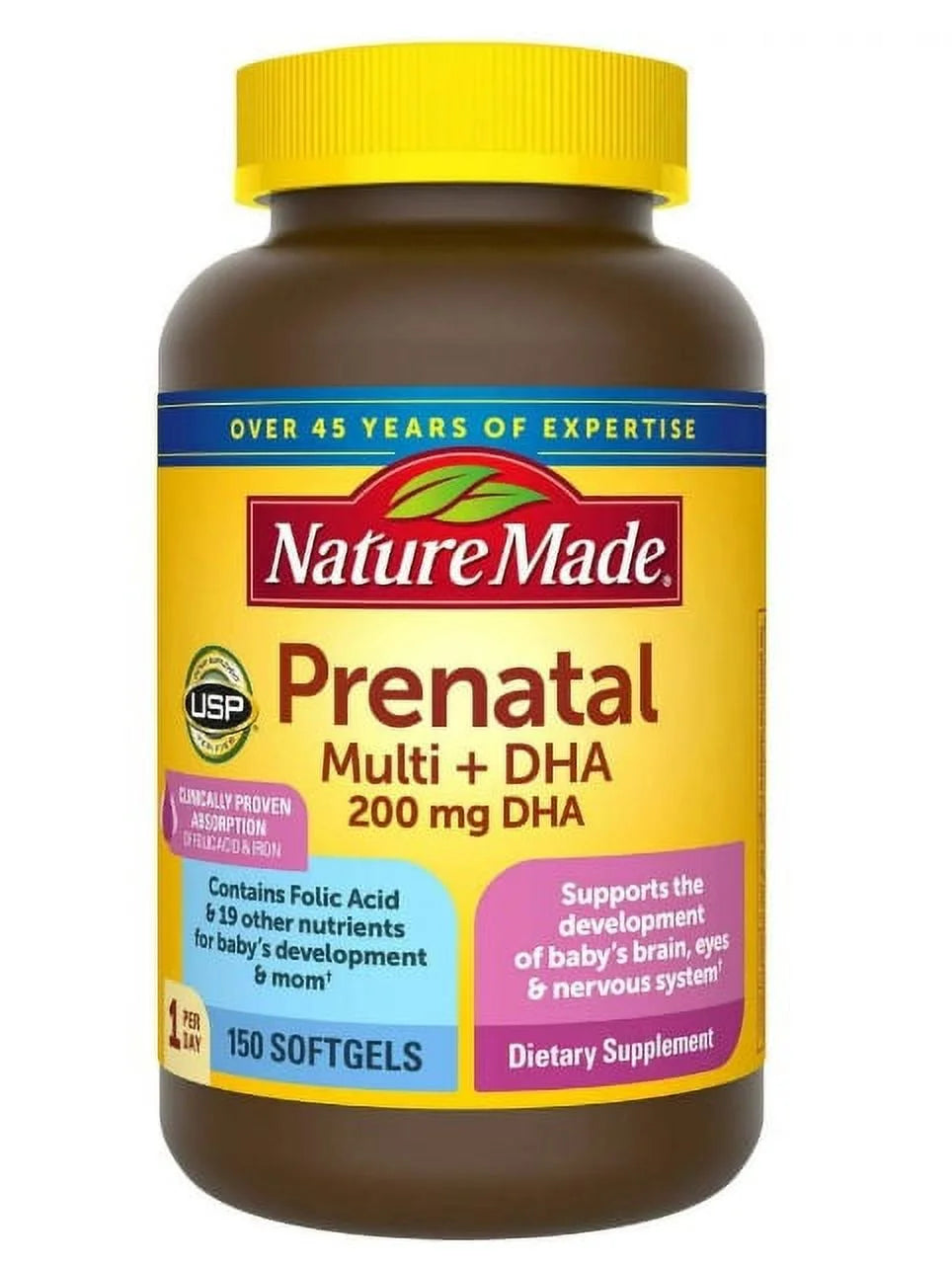 2 PACK | Nature Made Prenatal + DHA, 200 Mg Softgels (150 Ct.)