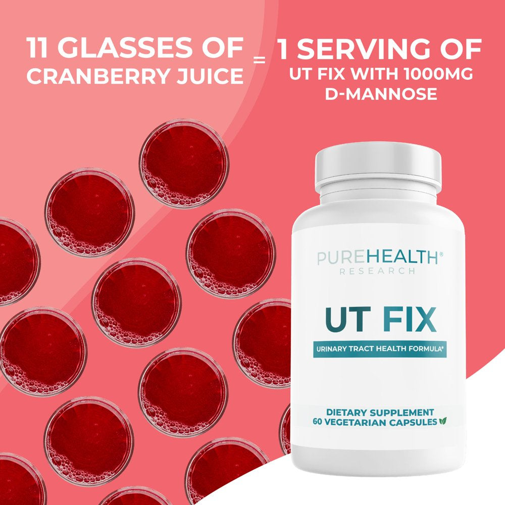 UT FIX D Mannose with Cranberry Supplement for Uti & Urinary Tract Health by Purehealth Research X3