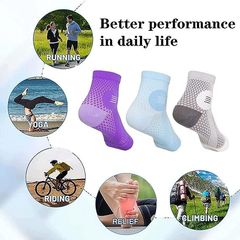 3 Pairs Neuropathy Socks - Peripheral Neuritis Compression Diabetic Toeless Foot Sleeves for for Men and Women(White-Xl)