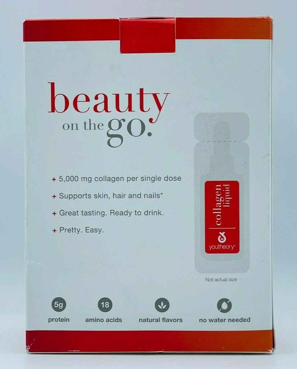 Youtheory Beauty on the Go Liquid Collagen, Natural Berry, 12 Tubes